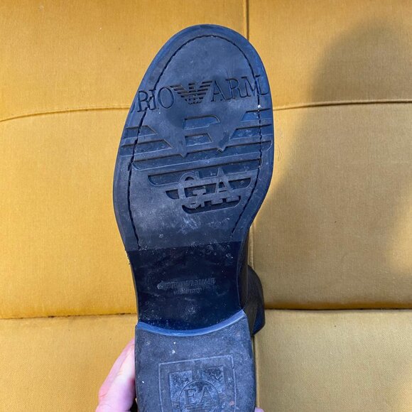 Vintage Emporio Armani Black Leather Boots with Zipper - Picture 5 of 7